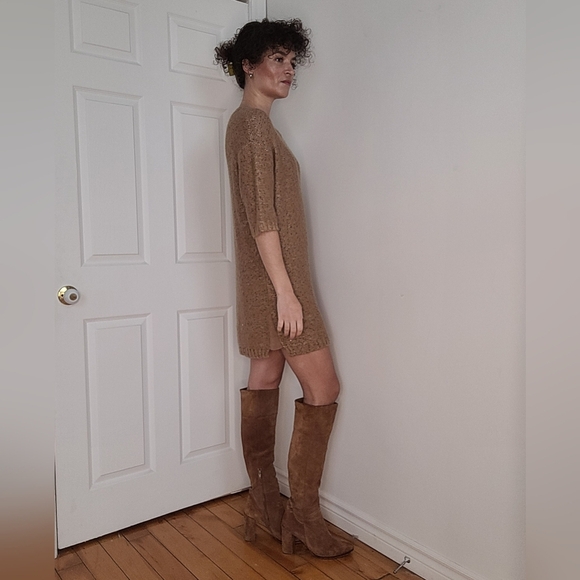 Sandro Paris camel wool mix knit dress - Picture 4 of 8